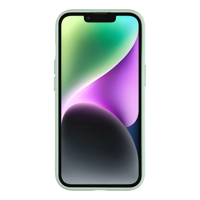 For iPhone 14 Case Large Camera Window Liquid Silicone Aromatherapy Phone Cover - Matcha Green