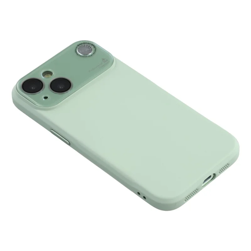 For iPhone 14 Case Large Camera Window Liquid Silicone Aromatherapy Phone Cover - Matcha Green