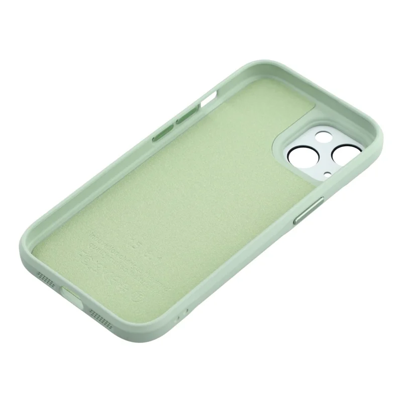 For iPhone 14 Case Large Camera Window Liquid Silicone Aromatherapy Phone Cover - Matcha Green