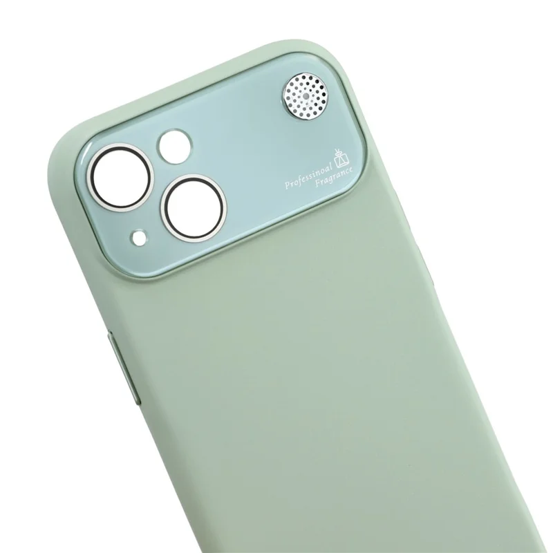 For iPhone 14 Case Large Camera Window Liquid Silicone Aromatherapy Phone Cover - Matcha Green