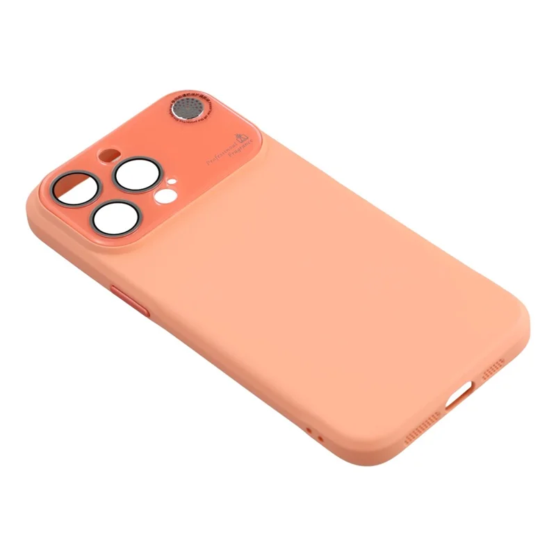 Étui pour iPhone 13 Pro Max avec Grande Fenêtre de Caméra en Silicone Liquide et Aromathérapie - Orange