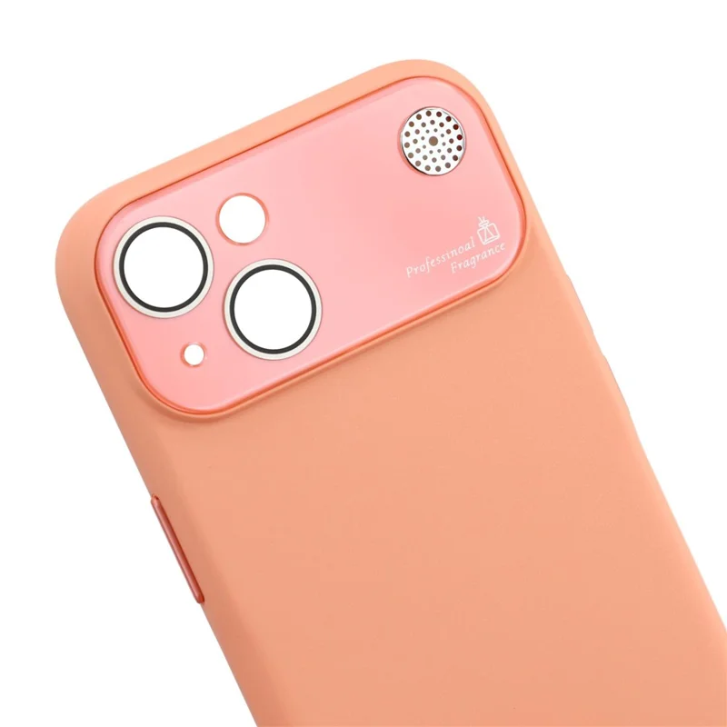 For iPhone 13 Case Large Camera Window Liquid Silicone Aromatherapy Phone Cover - Orange
