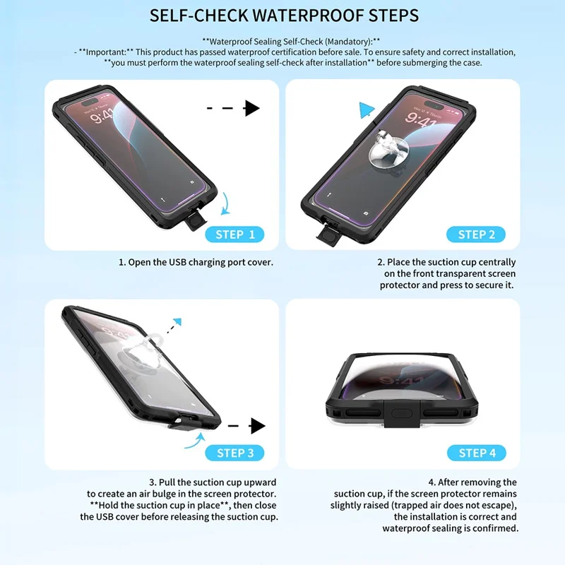 Custodia Impermeabile per iPhone 17 / 16 / 16 Pro / 15 Pro Interno 6,3 pollici Protettore Cellulare IP68 Profondità 30M Accesso Pulsanti