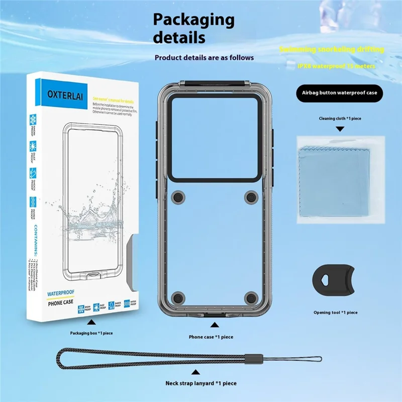 Custodia Impermeabile per iPhone 17 / 16 / 16 Pro / 15 Pro Interno 6,3 pollici Protettore Cellulare IP68 Profondità 30M Accesso Pulsanti