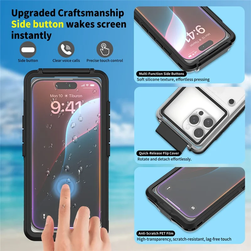 Custodia Impermeabile per iPhone 17 / 16 / 16 Pro / 15 Pro Interno 6,3 pollici Protettore Cellulare IP68 Profondità 30M Accesso Pulsanti