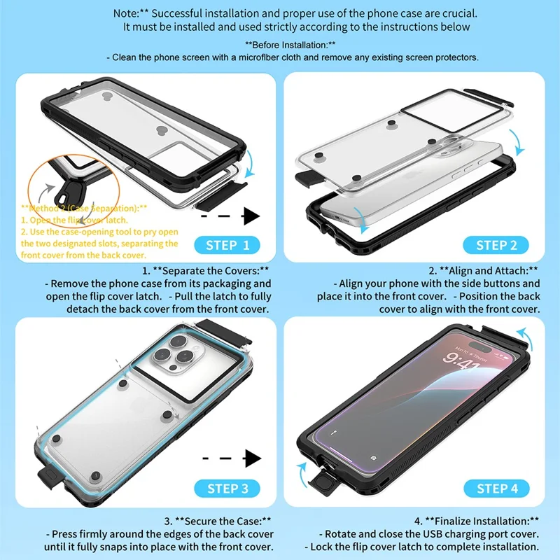 Custodia Impermeabile per iPhone 17 / 16 / 16 Pro / 15 Pro Interno 6,3 pollici Protettore Cellulare IP68 Profondità 30M Accesso Pulsanti