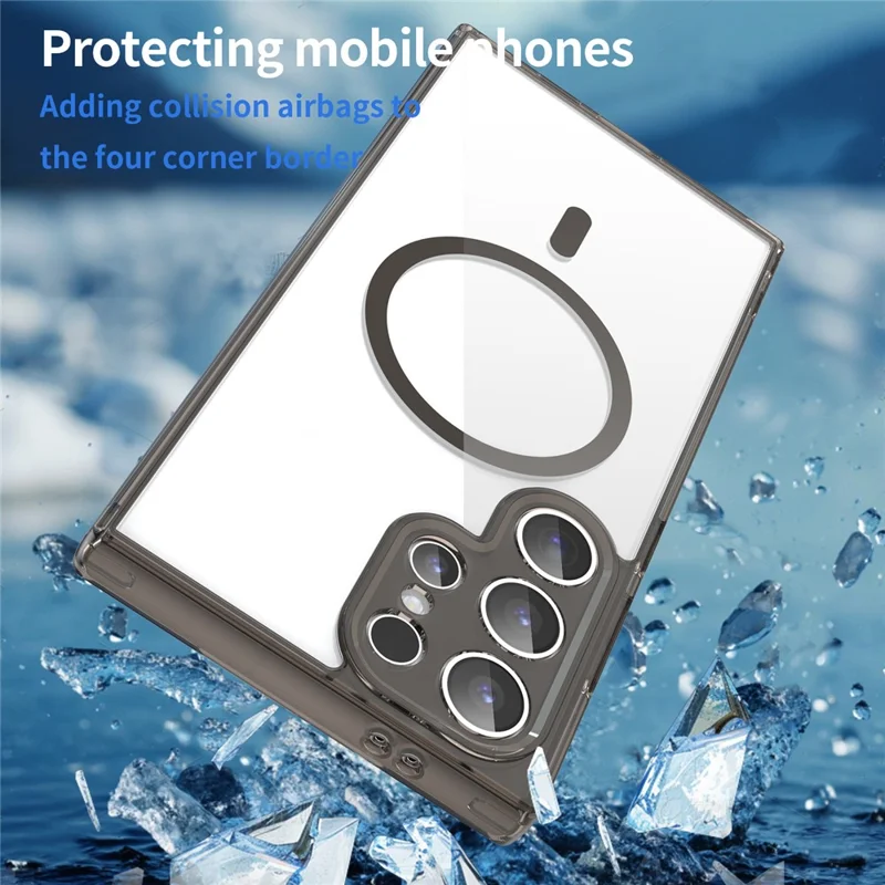 Bulk Purchasing For Samsung Galaxy S24 Ultra Magnetic Case TPU Acrylic Phone Back Cover Anti Yellowing - Black