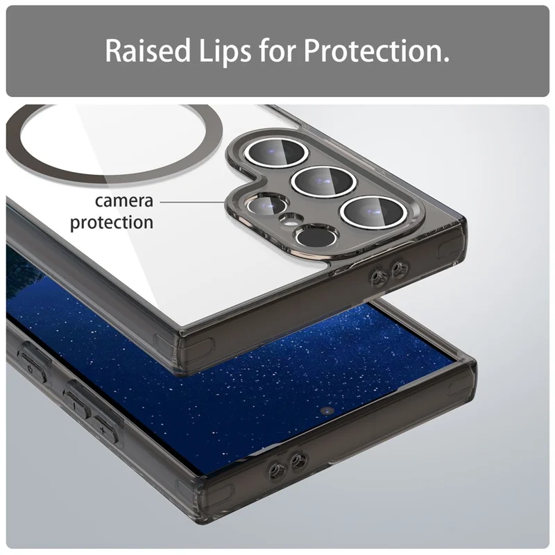Bulk Purchasing For Samsung Galaxy S24 Ultra Magnetic Case TPU Acrylic Phone Back Cover Anti Yellowing - Black