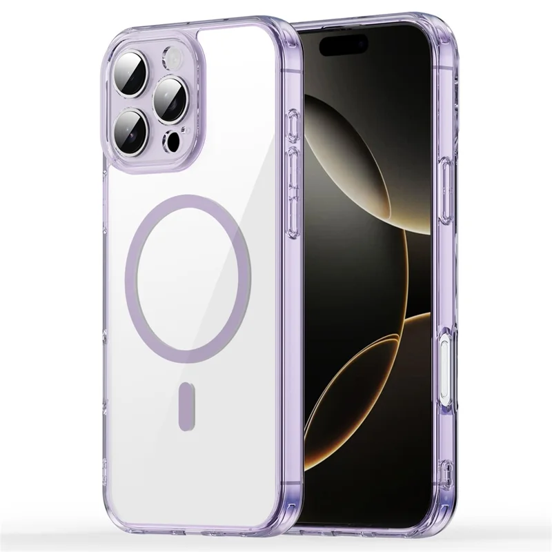Bulk Purchasing For iPhone 16 Pro Max Magnetic Case TPU Acrylic Phone Back Cover Anti Yellowing - Purple
