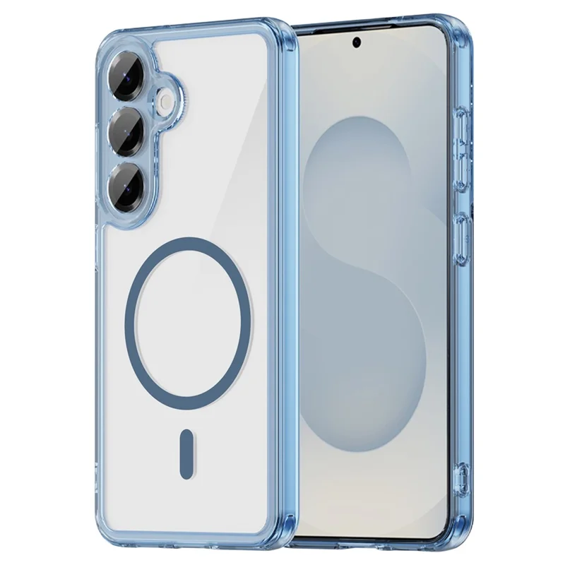 Compra al por mayor de la carcasa magnética del Galaxy S25 de Samsung, cubierta trasera de teléfono de TPU y acrílico, antiamarillento - Azul