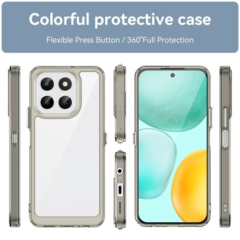 For Honor X6c 4G Case TPU + Acrylic Protective Clear Phone Cover - Transparent Grey