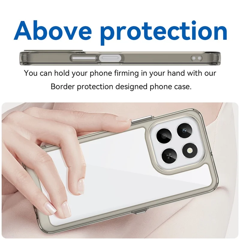For Honor X6c 4G Case TPU + Acrylic Protective Clear Phone Cover - Transparent Grey