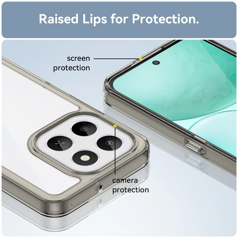 For Honor X6c 4G Case TPU + Acrylic Protective Clear Phone Cover - Transparent Grey