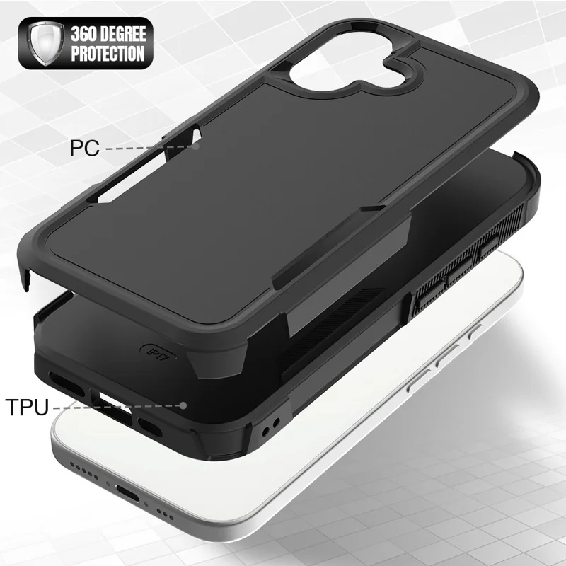 For iPhone 17 Case 2 in 1 PC + TPU Shockproof Phone Cover - Black