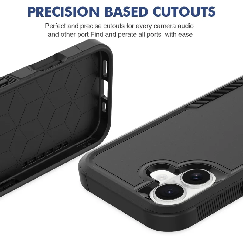For iPhone 17 Case 2 in 1 PC + TPU Shockproof Phone Cover - Black