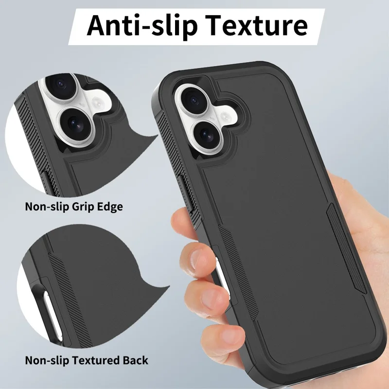 For iPhone 17 Case 2 in 1 PC + TPU Shockproof Phone Cover - Black