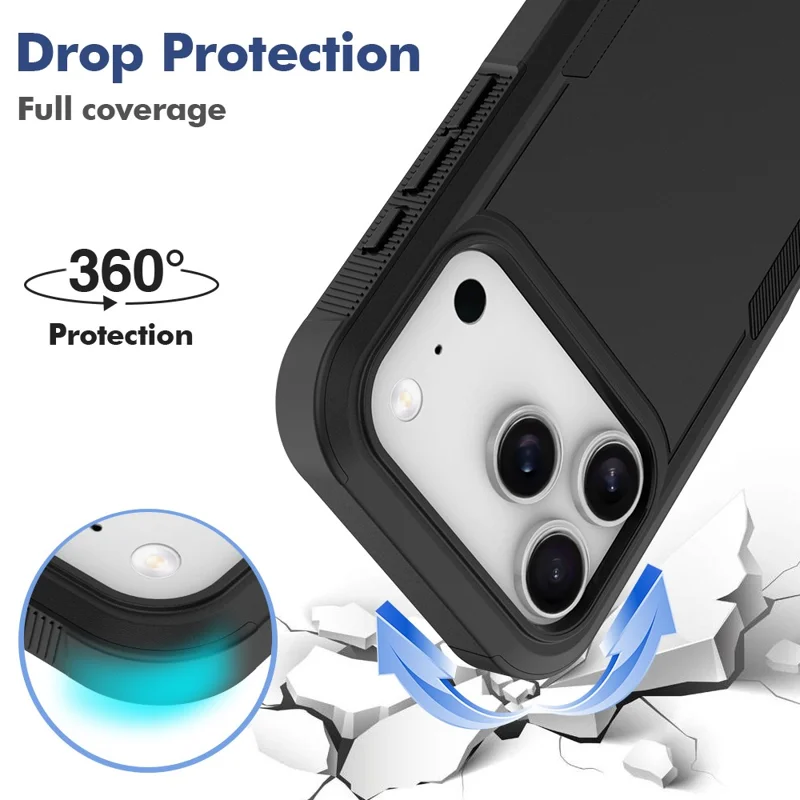 For iPhone 17 Pro Case 2 in 1 PC + TPU Shockproof Phone Cover - Black