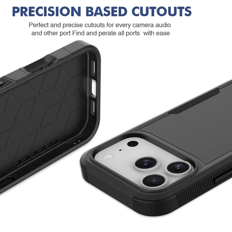 For iPhone 17 Pro Case 2 in 1 PC + TPU Shockproof Phone Cover - Black