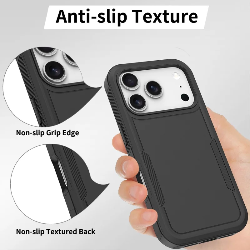 For iPhone 17 Pro Case 2 in 1 PC + TPU Shockproof Phone Cover - Black