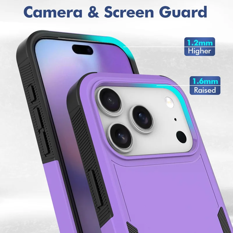 For iPhone 17 Pro Case 2 in 1 PC + TPU Shockproof Phone Cover - Purple