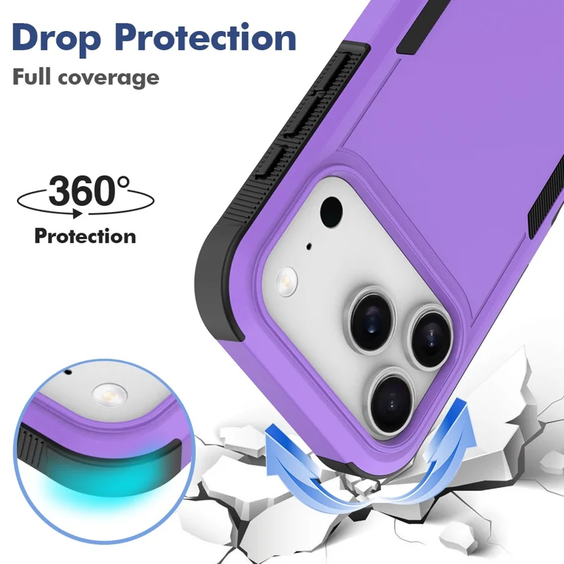 For iPhone 17 Pro Case 2 in 1 PC + TPU Shockproof Phone Cover - Purple