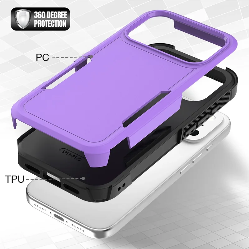 For iPhone 17 Pro Case 2 in 1 PC + TPU Shockproof Phone Cover - Purple