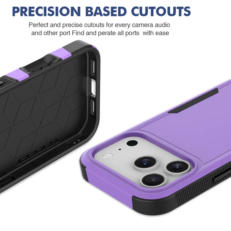 For iPhone 17 Pro Case 2 in 1 PC + TPU Shockproof Phone Cover - Purple
