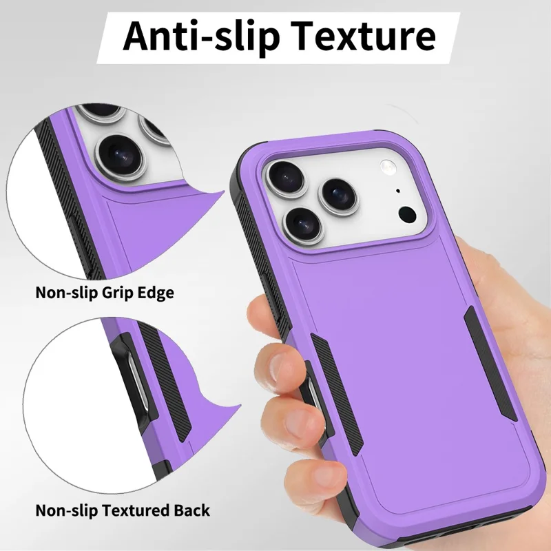 For iPhone 17 Pro Case 2 in 1 PC + TPU Shockproof Phone Cover - Purple