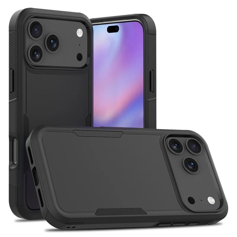 For iPhone 17 Pro Max Case 2 in 1 PC + TPU Shockproof Phone Cover - Black