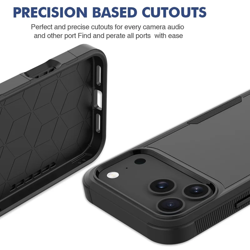 For iPhone 17 Pro Max Case 2 in 1 PC + TPU Shockproof Phone Cover - Black
