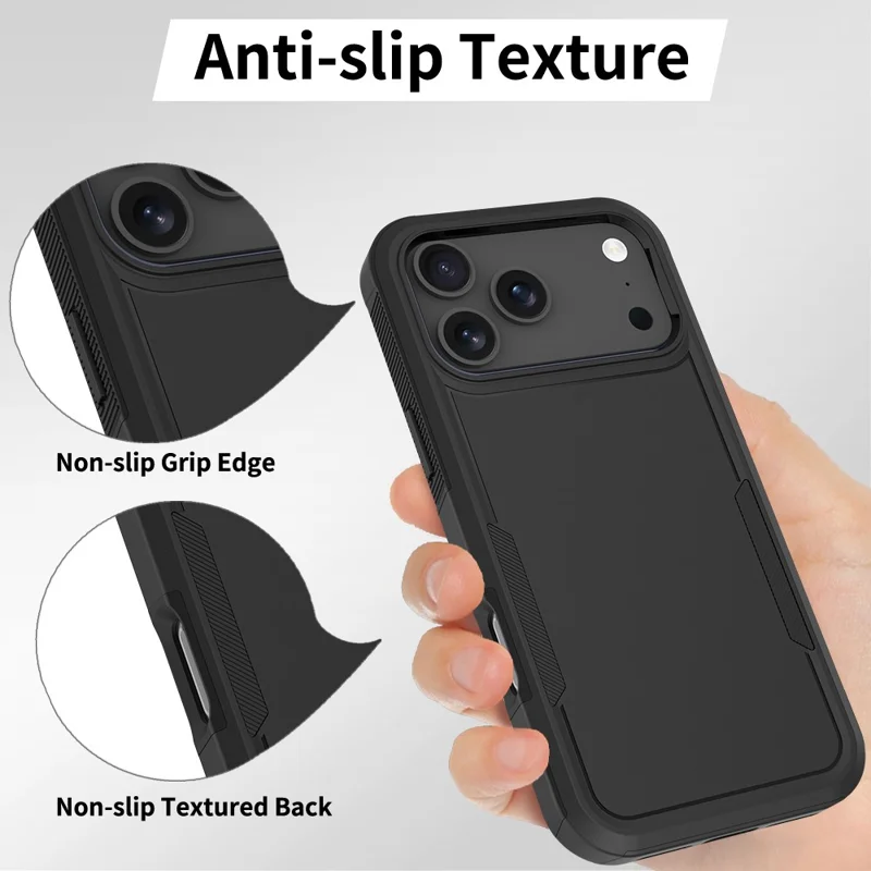 For iPhone 17 Pro Max Case 2 in 1 PC + TPU Shockproof Phone Cover - Black