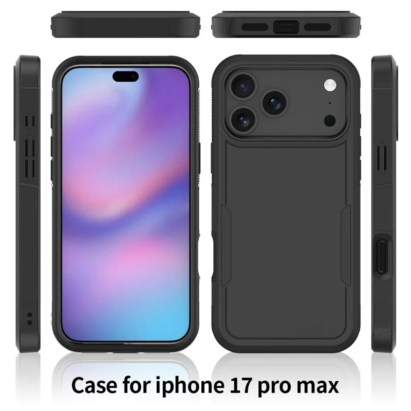 For iPhone 17 Pro Max Case 2 in 1 PC + TPU Shockproof Phone Cover - Black