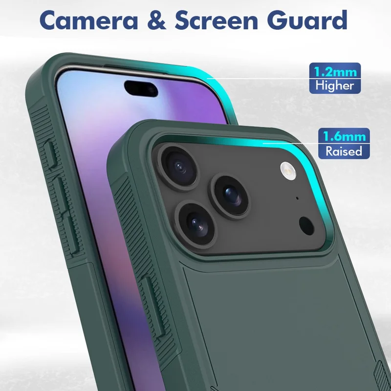 For iPhone 17 Pro Max Case 2 in 1 PC + TPU Shockproof Phone Cover - Dark Green