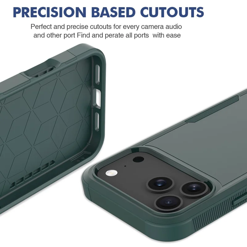 For iPhone 17 Pro Max Case 2 in 1 PC + TPU Shockproof Phone Cover - Dark Green