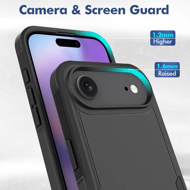 For iPhone 17 Air Case 2 in 1 PC + TPU Shockproof Phone Cover - Black