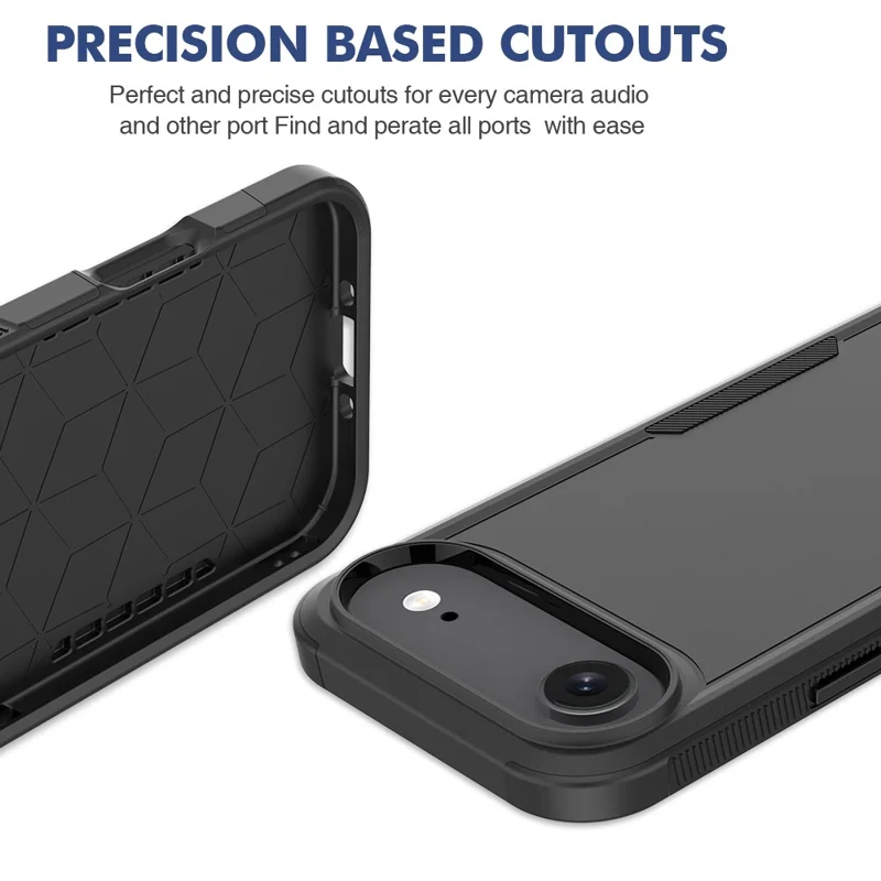 For iPhone 17 Air Case 2 in 1 PC + TPU Shockproof Phone Cover - Black
