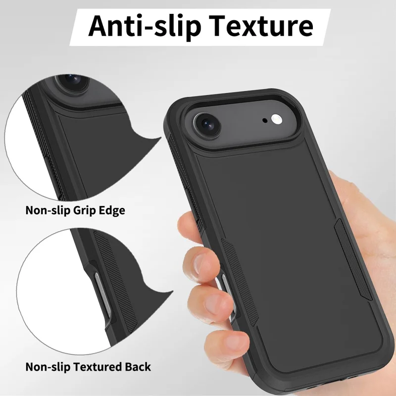 For iPhone 17 Air Case 2 in 1 PC + TPU Shockproof Phone Cover - Black
