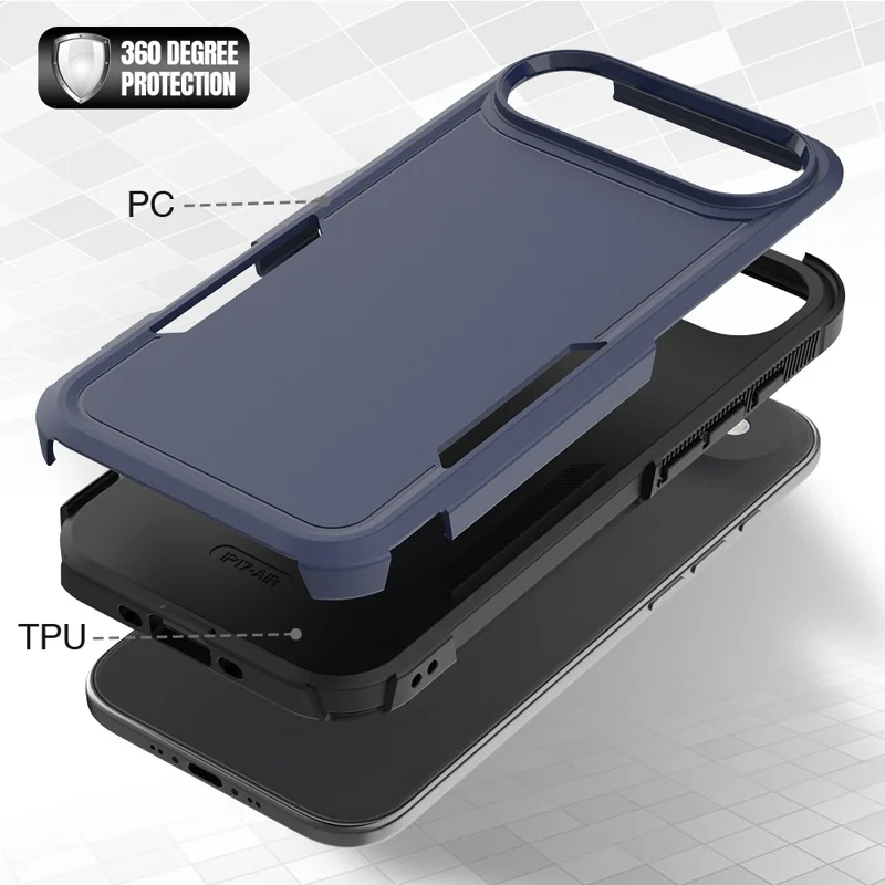 For iPhone Air Case 2 in 1 PC + TPU Shockproof Phone Cover - Dark Blue