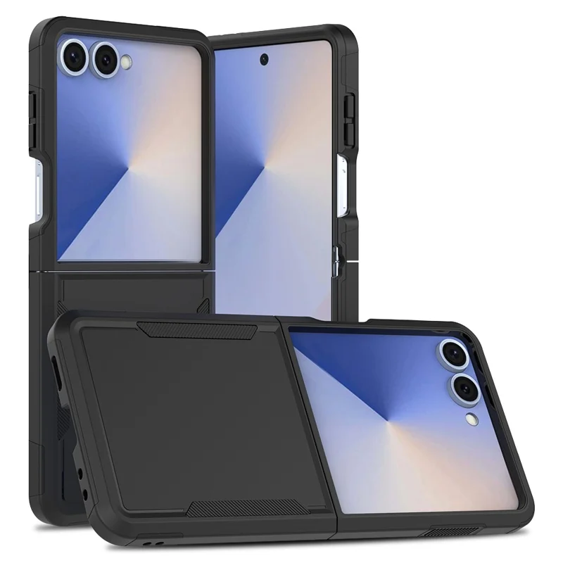 For Samsung Galaxy Z Flip7 5G Case 2 in 1 PC + TPU Shockproof Phone Cover - Black