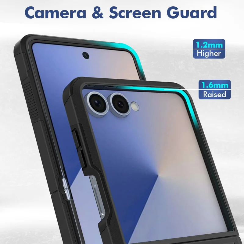 For Samsung Galaxy Z Flip7 5G Case 2 in 1 PC + TPU Shockproof Phone Cover - Black