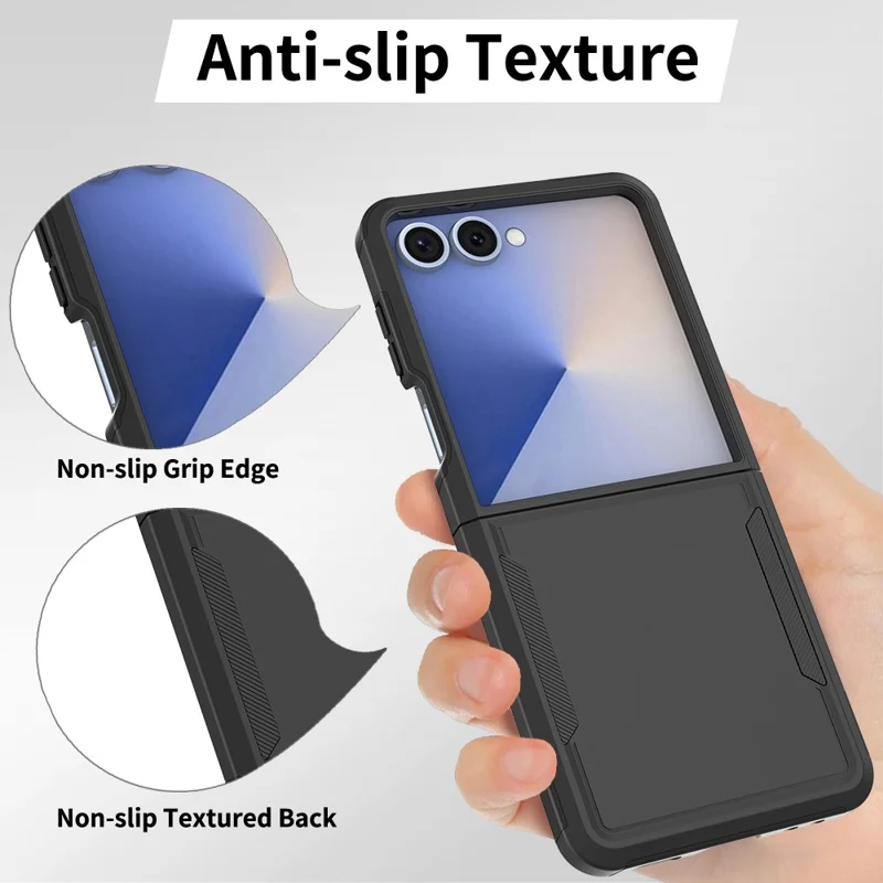 For Samsung Galaxy Z Flip7 5G Case 2 in 1 PC + TPU Shockproof Phone Cover - Black
