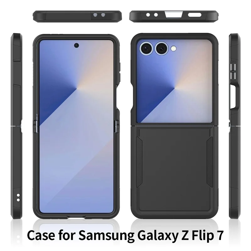 For Samsung Galaxy Z Flip7 5G Case 2 in 1 PC + TPU Shockproof Phone Cover - Black
