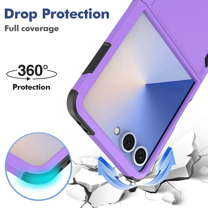 For Samsung Galaxy Z Flip7 5G Case 2 in 1 PC + TPU Shockproof Phone Cover - Purple