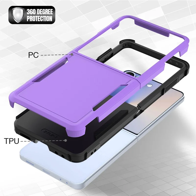 For Samsung Galaxy Z Flip7 5G Case 2 in 1 PC + TPU Shockproof Phone Cover - Purple