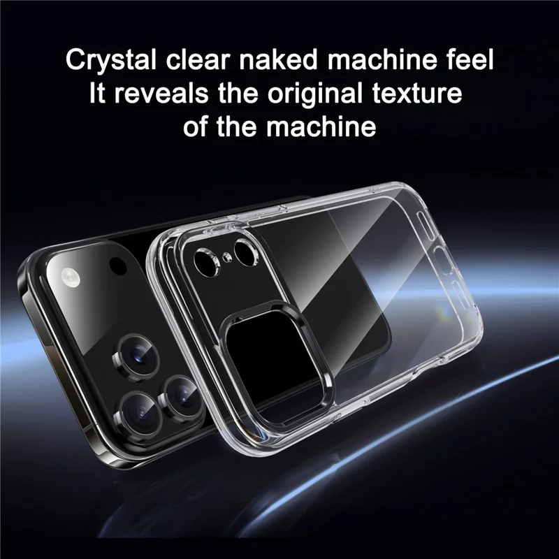 IPAKY For iPhone 17 Pro Max Clear Case Metal Lens Frame Shockproof TPU Phone Cover - Black