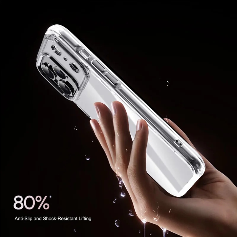 IPAKY For iPhone 17 Pro Max Clear Case Metal Lens Frame Shockproof TPU Phone Cover - Black