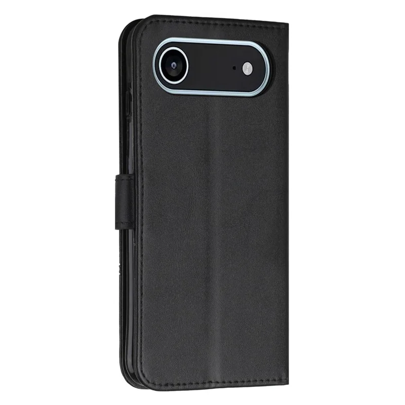 Cover a portafoglio pieghevole in pelle per iPhone 17 con supporto e cinturino - Nero