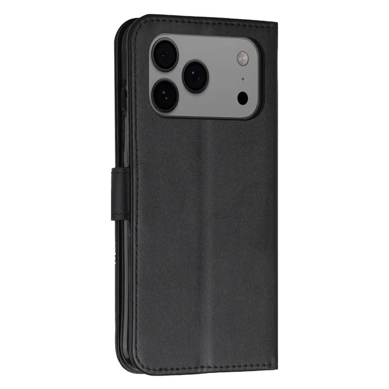 Capa de Couro para iPhone 17 Pro Max com Suporte Dobrável, Carteira e Alça - Preto