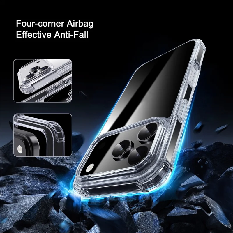 Capa IPAKY para iPhone 17 Pro Max Resistente a Impactos com Proteção de Quatro Cantos e Tampa Traseira Transparente