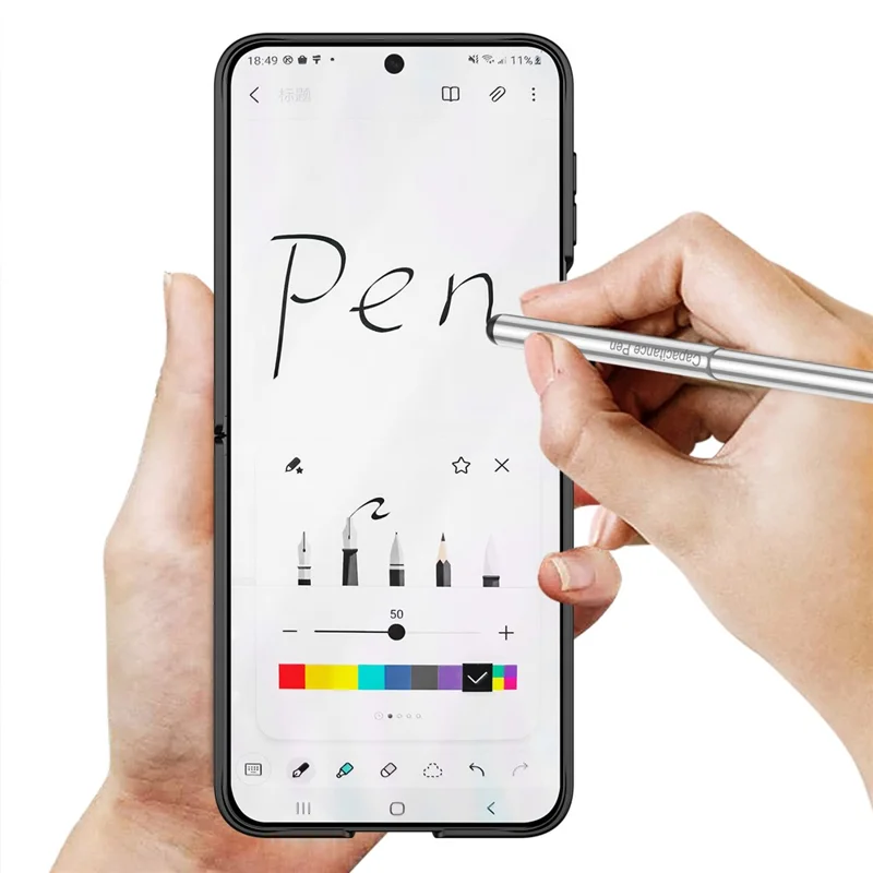 GKK Für Samsung Galaxy Z Flip7 5G Hülle Magnetisches Scharnier Handyhülle mit Displayschutzfolie und Stift - Schwarz
